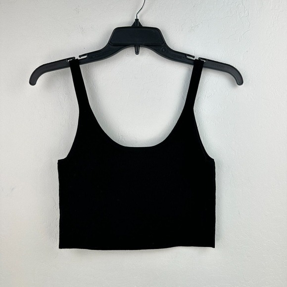 Leith Tank Top Womens Small Black Scoop Neck Pullover Vest Stretch Cropped - Picture 2 of 6